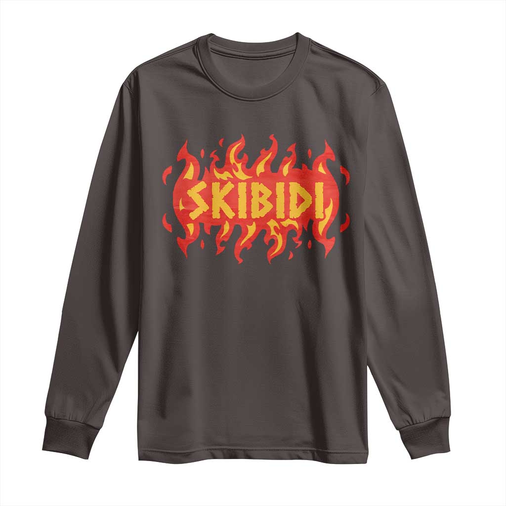 Funny Skibidi Long Sleeve Shirt TS09 Dark Chocolate Print Your Wear