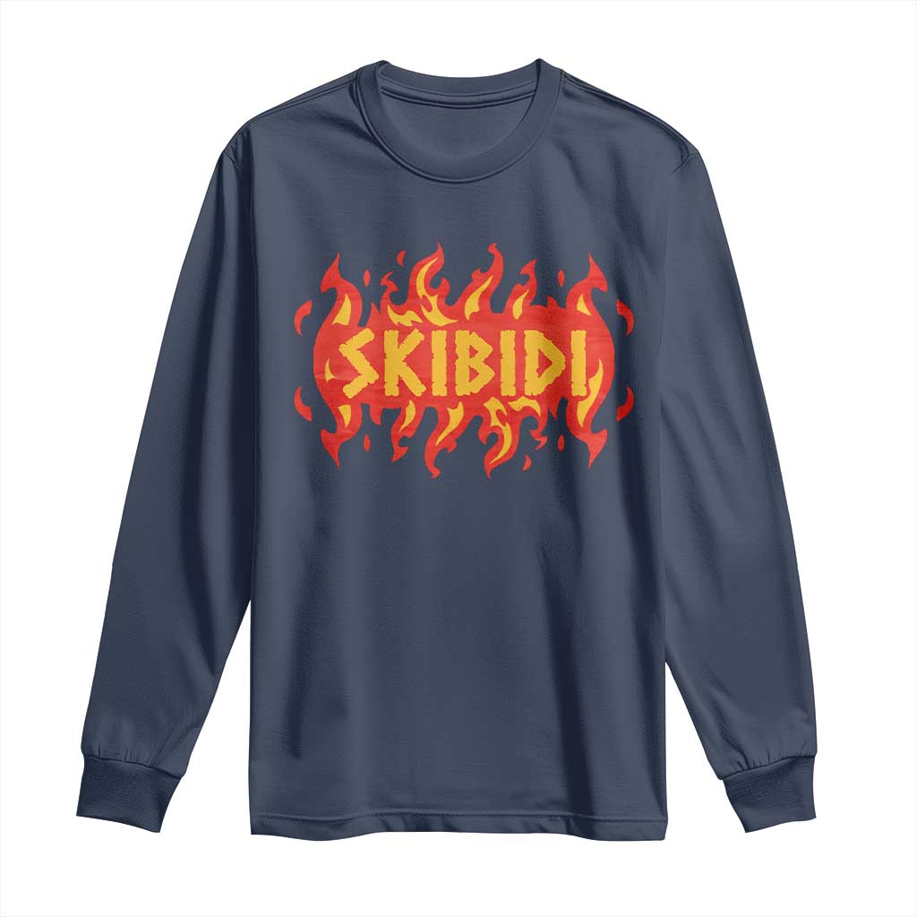 Funny Skibidi Long Sleeve Shirt TS09 Navy Print Your Wear