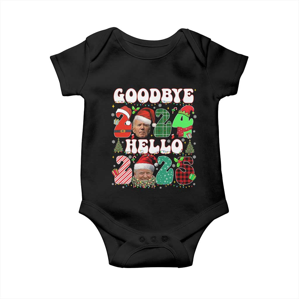 Funny Goodbye 2024 Hello 2025 With Trump Baby Onesie TS09 Black Print Your Wear