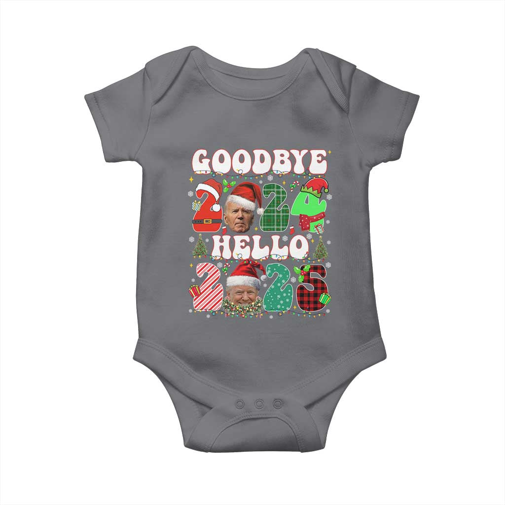 Funny Goodbye 2024 Hello 2025 With Trump Baby Onesie TS09 Charcoal Print Your Wear