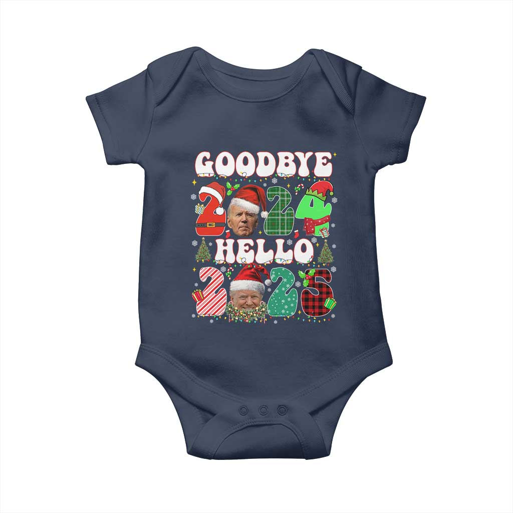Funny Goodbye 2024 Hello 2025 With Trump Baby Onesie TS09 Navy Print Your Wear