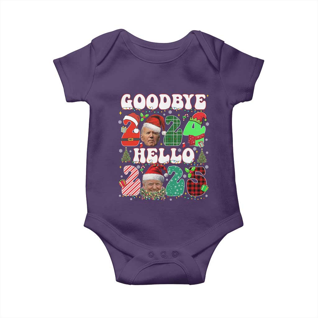 Funny Goodbye 2024 Hello 2025 With Trump Baby Onesie TS09 Purple Print Your Wear