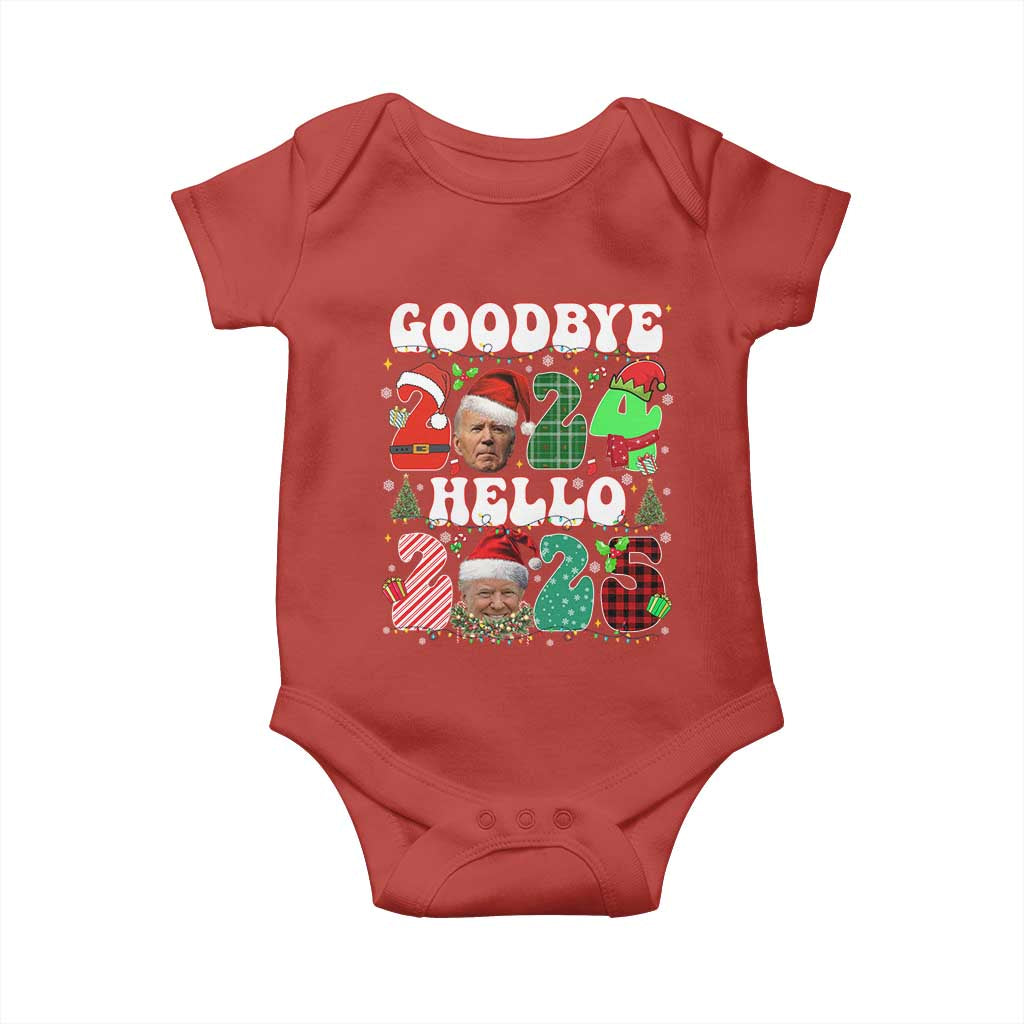 Funny Goodbye 2024 Hello 2025 With Trump Baby Onesie TS09 Red Print Your Wear
