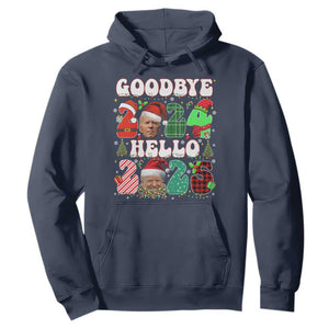 Funny Goodbye 2024 Hello 2025 With Trump Hoodie TS09 Navy Print Your Wear