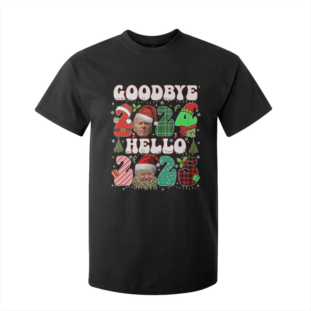 Funny Goodbye 2024 Hello 2025 With Trump T Shirt For Kid TS09 Black Print Your Wear