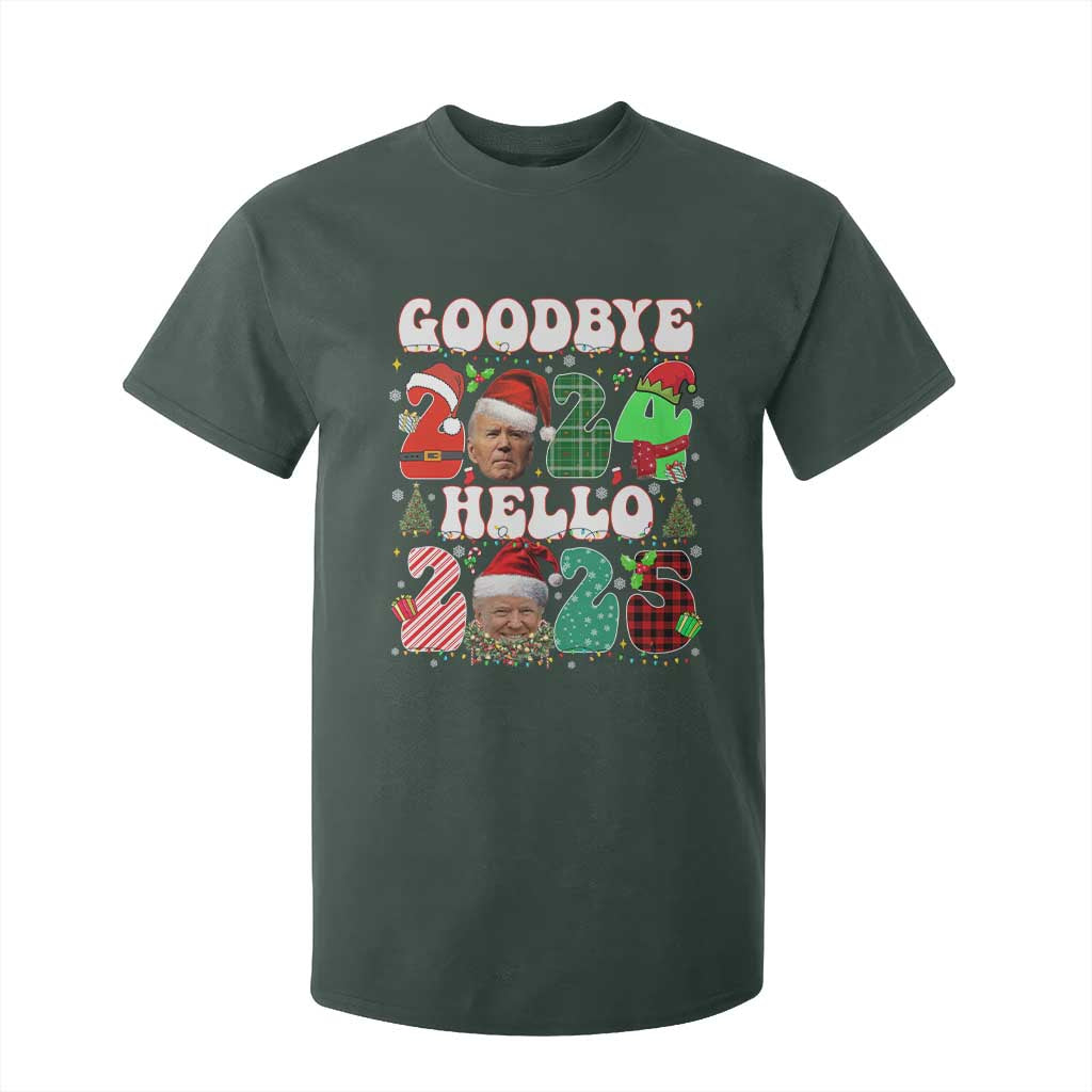 Funny Goodbye 2024 Hello 2025 With Trump T Shirt For Kid TS09 Dark Forest Green Print Your Wear