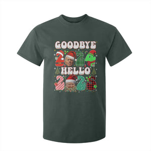 Funny Goodbye 2024 Hello 2025 With Trump T Shirt For Kid TS09 Dark Forest Green Print Your Wear