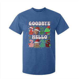 Funny Goodbye 2024 Hello 2025 With Trump T Shirt For Kid TS09 Royal Blue Print Your Wear