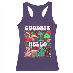 Funny Goodbye 2024 Hello 2025 With Trump Racerback Tank Top TS09 Purple Print Your Wear