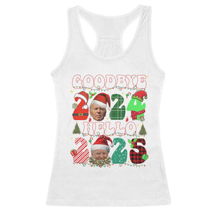 Funny Goodbye 2024 Hello 2025 With Trump Racerback Tank Top TS09 White Print Your Wear