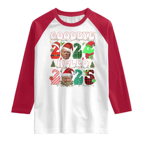 Funny Goodbye 2024 Hello 2025 With Trump Raglan Shirt TS09 White Red Print Your Wear