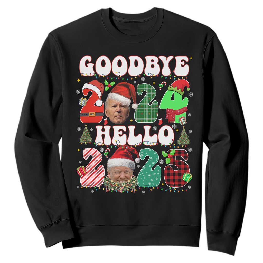 Funny Goodbye 2024 Hello 2025 With Trump Sweatshirt TS09 Black Print Your Wear