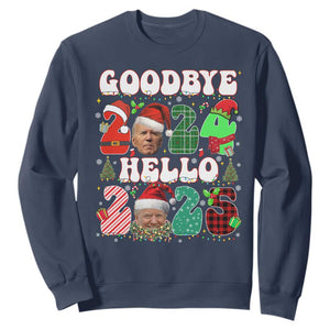 Funny Goodbye 2024 Hello 2025 With Trump Sweatshirt TS09 Navy Print Your Wear