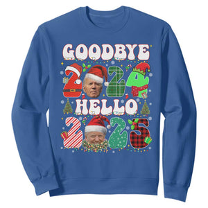 Funny Goodbye 2024 Hello 2025 With Trump Sweatshirt TS09 Royal Blue Print Your Wear