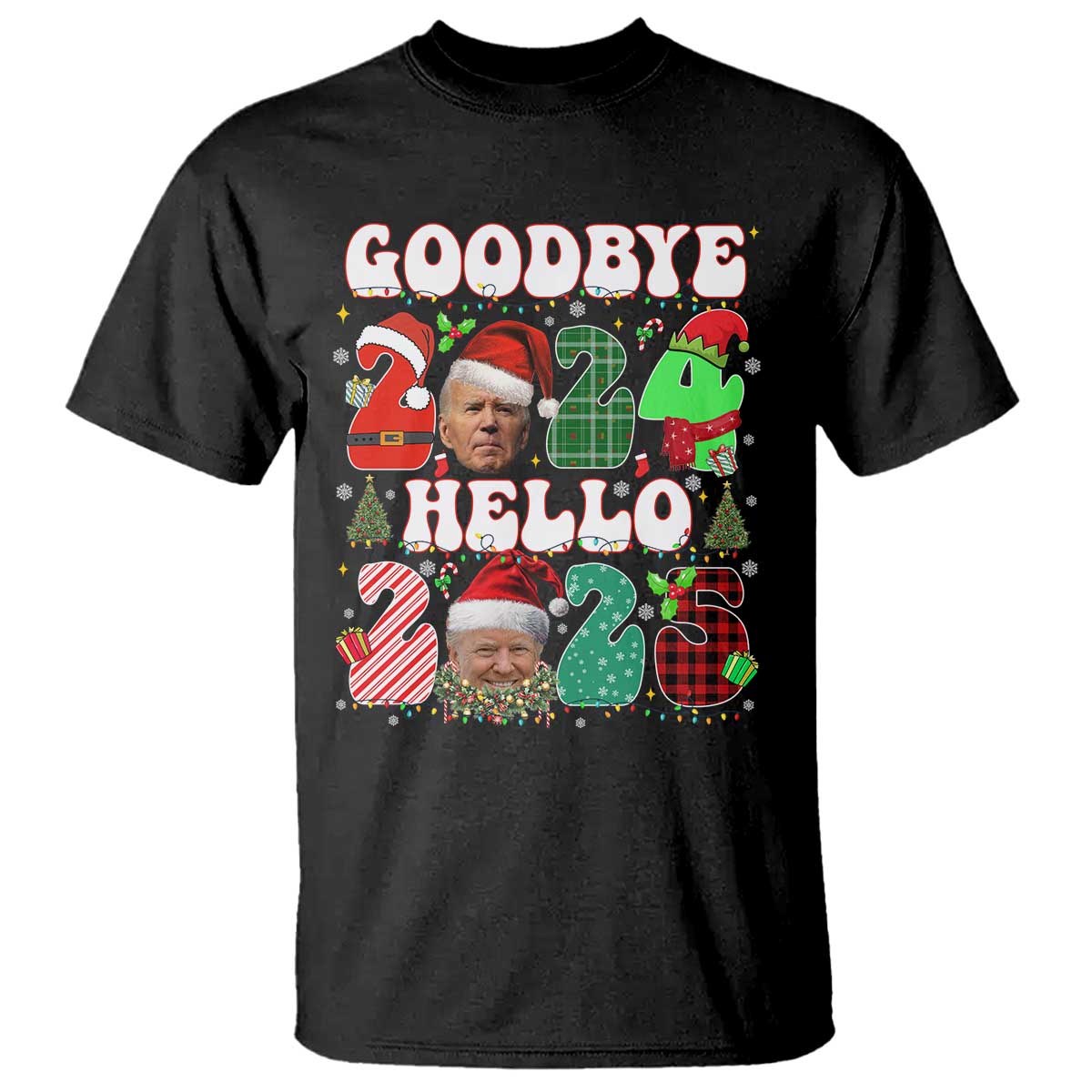 Funny Goodbye 2024 Hello 2025 With Trump T Shirt TS09 Black Print Your Wear