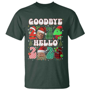 Funny Goodbye 2024 Hello 2025 With Trump T Shirt TS09 Dark Forest Green Print Your Wear