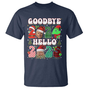 Funny Goodbye 2024 Hello 2025 With Trump T Shirt TS09 Navy Print Your Wear