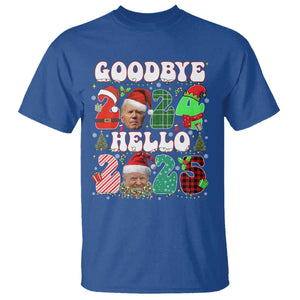 Funny Goodbye 2024 Hello 2025 With Trump T Shirt TS09 Royal Blue Print Your Wear