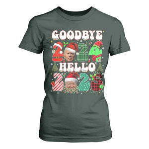 Funny Goodbye 2024 Hello 2025 With Trump T Shirt For Women TS09 Dark Forest Green Print Your Wear