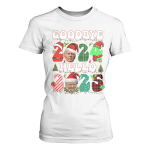 Funny Goodbye 2024 Hello 2025 With Trump T Shirt For Women TS09 White Print Your Wear