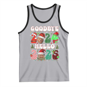 Funny Goodbye 2024 Hello 2025 With Trump Tank Top TS09 Athletic Heather Black Print Your Wear