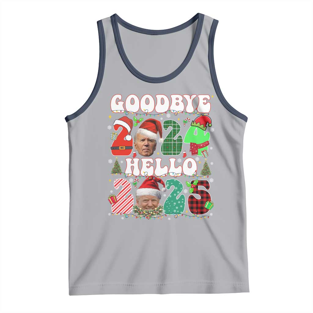 Funny Goodbye 2024 Hello 2025 With Trump Tank Top TS09 Athletic Heather Navy Print Your Wear