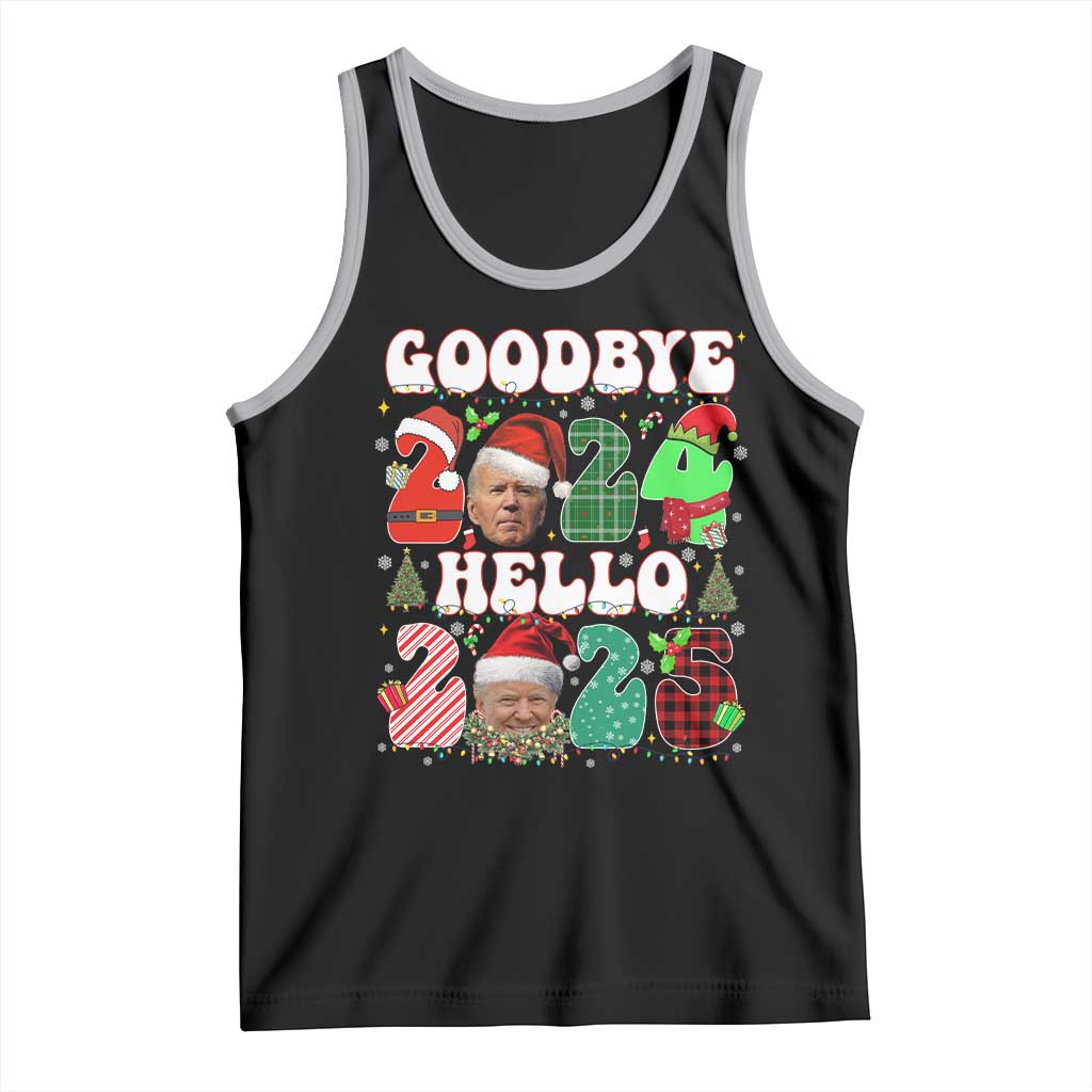 Funny Goodbye 2024 Hello 2025 With Trump Tank Top TS09 Black Athletic Heather Print Your Wear