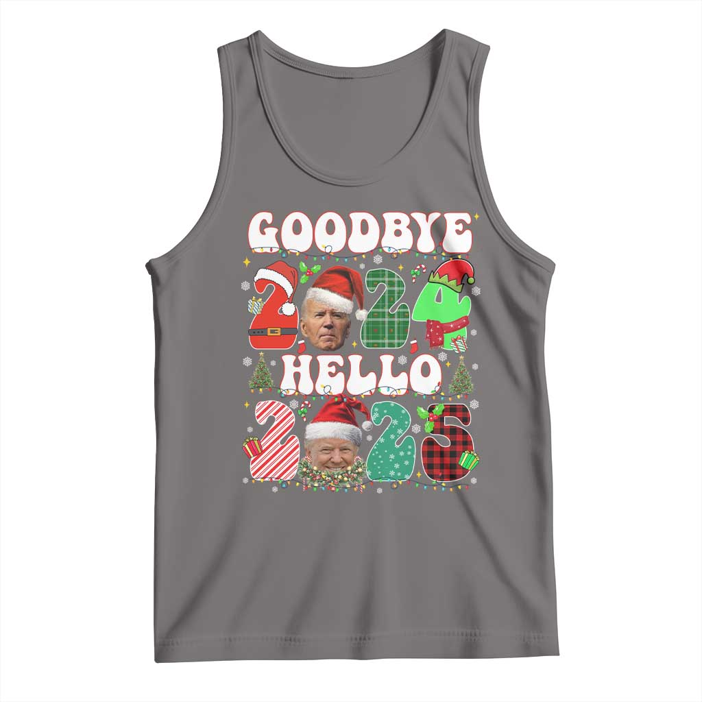 Funny Goodbye 2024 Hello 2025 With Trump Tank Top TS09 Deep Heather Print Your Wear