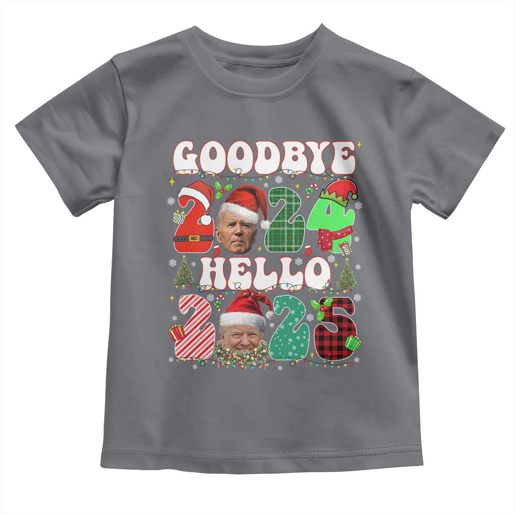Funny Goodbye 2024 Hello 2025 With Trump Toddler T Shirt TS09 Charcoal Print Your Wear