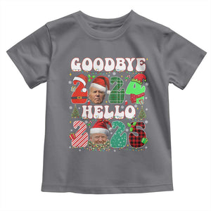 Funny Goodbye 2024 Hello 2025 With Trump Toddler T Shirt TS09 Charcoal Print Your Wear