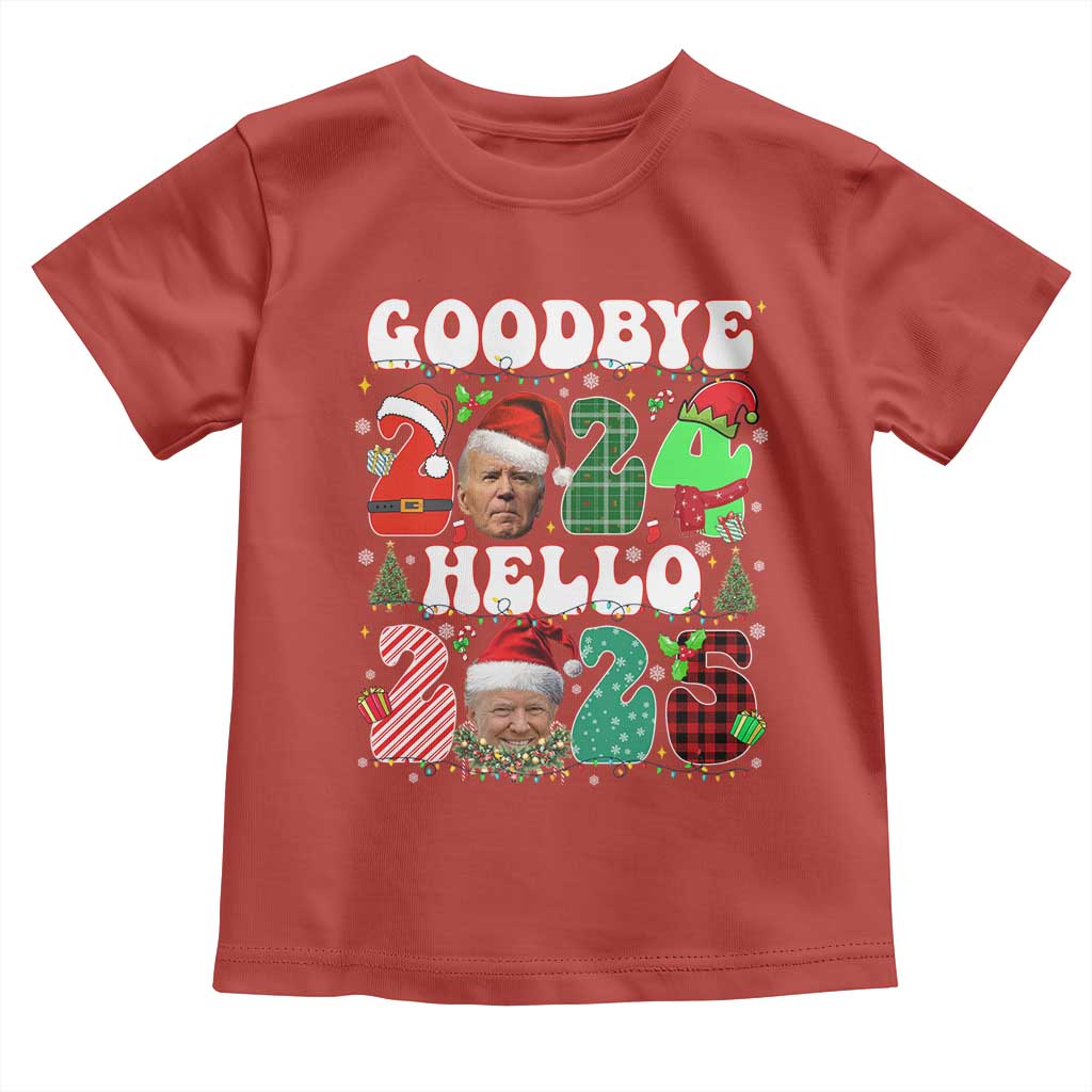 Funny Goodbye 2024 Hello 2025 With Trump Toddler T Shirt TS09 Red Print Your Wear