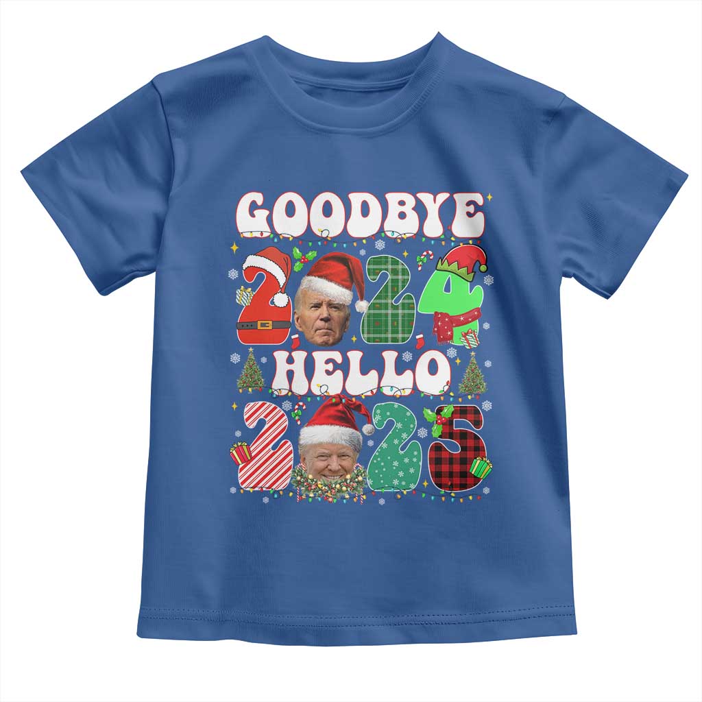Funny Goodbye 2024 Hello 2025 With Trump Toddler T Shirt TS09 Royal Blue Print Your Wear