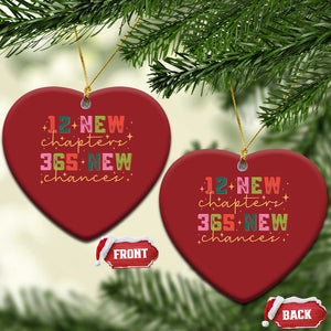 Happy New Year Christmas Ornament 12 New Chapters 365 New Chances TS09 Heart Red Print Your Wear