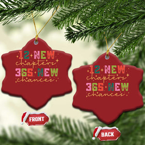 Happy New Year Christmas Ornament 12 New Chapters 365 New Chances TS09 Snow Flake Red Print Your Wear