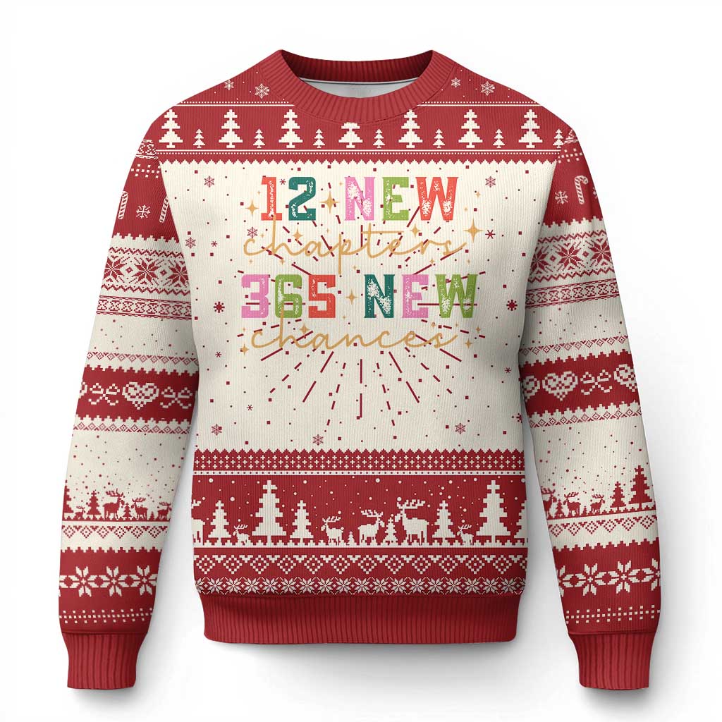 Happy New Year Ugly Christmas Sweater 12 New Chapters 365 New Chances TS09 Red Print Your Wear