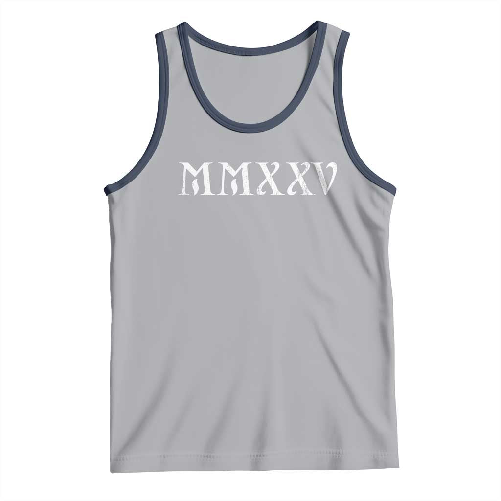 Happy New Year 2025 Tank Top MMXXV Roman Numerals TS09 Athletic Heather Navy Print Your Wear