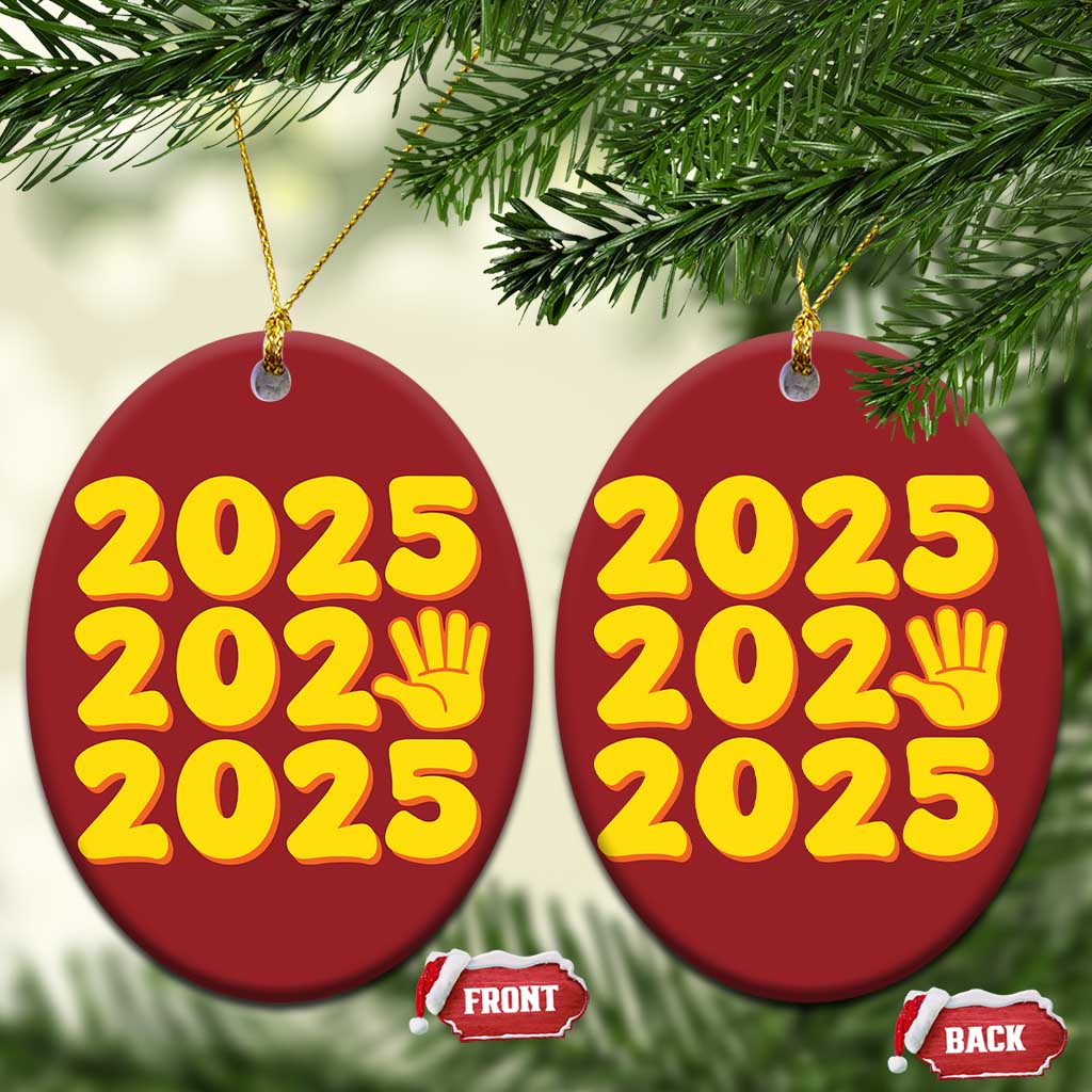 Funny Happy New Year 2025 Christmas Ornament TS09 Oval Red Print Your Wear