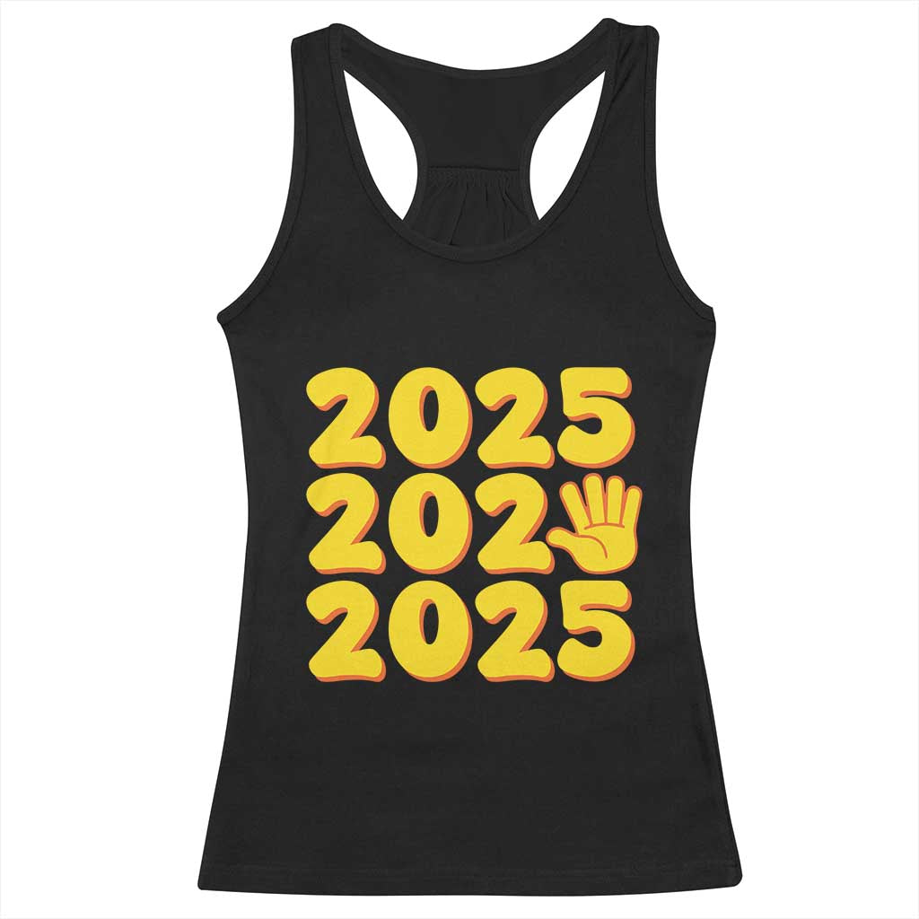 Funny Happy New Year 2025 Racerback Tank Top TS09 Black Print Your Wear