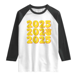 Funny Happy New Year 2025 Raglan Shirt TS09 White Black Print Your Wear