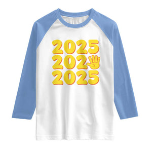 Funny Happy New Year 2025 Raglan Shirt TS09 White Carolina Blue Print Your Wear