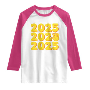 Funny Happy New Year 2025 Raglan Shirt TS09 White Heliconia Print Your Wear