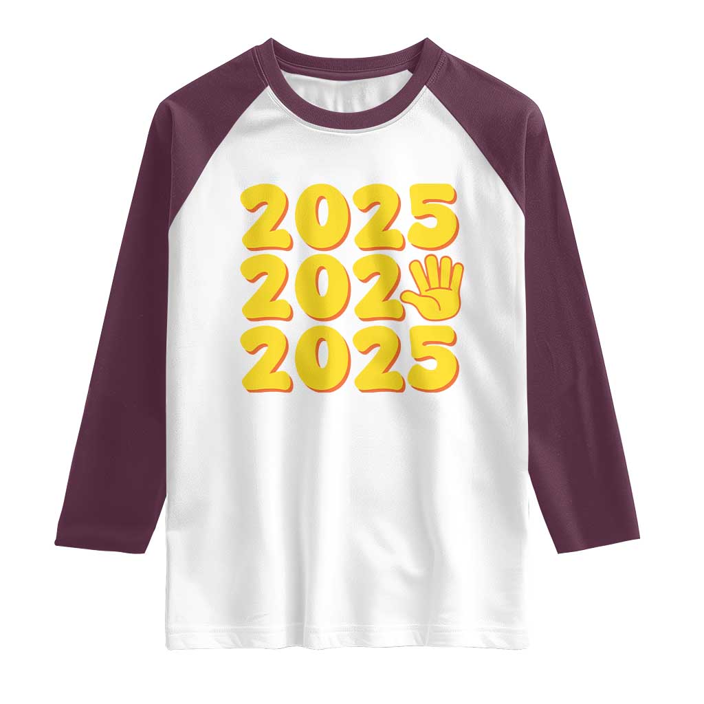 Funny Happy New Year 2025 Raglan Shirt TS09 White Maroon Print Your Wear