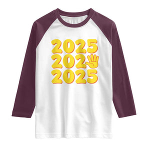 Funny Happy New Year 2025 Raglan Shirt TS09 White Maroon Print Your Wear