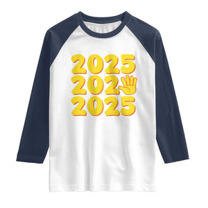 Funny Happy New Year 2025 Raglan Shirt TS09 White Navy Print Your Wear