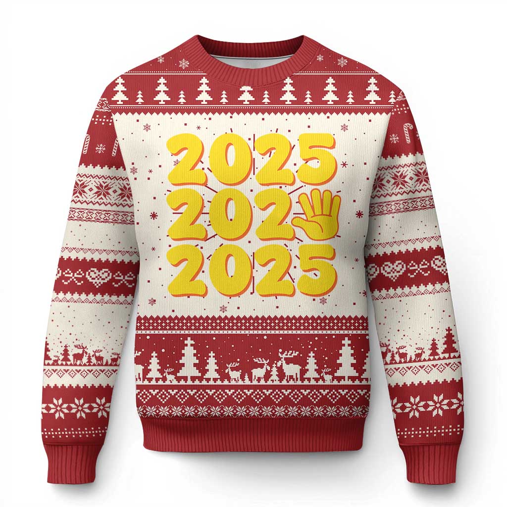 Funny Happy New Year 2025 Ugly Christmas Sweater TS09 Red Print Your Wear