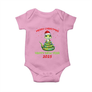 Year Of The Snake 2025 Baby Onesie Merry Christmas And Happy New Year Cute Snake TS09 Light Pink Print Your Wear