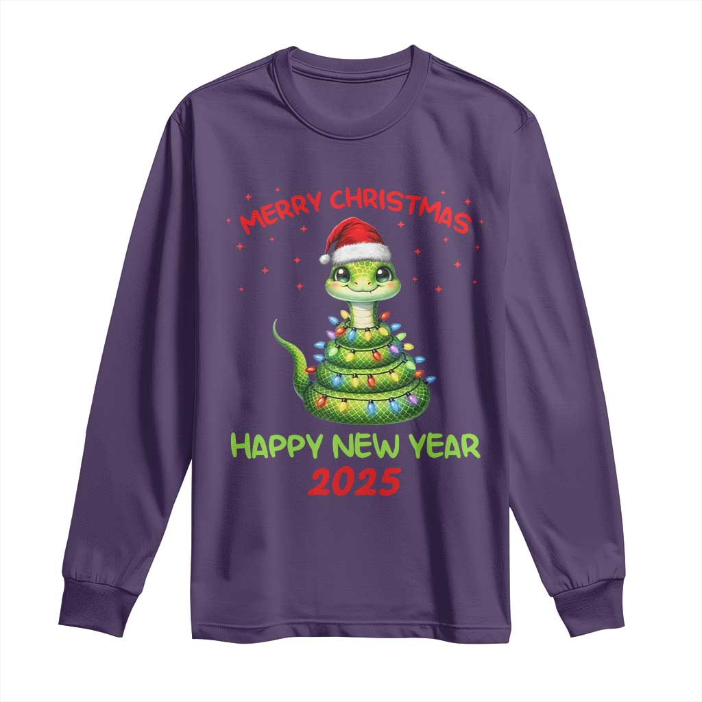 Year Of The Snake 2025 Long Sleeve Shirt Merry Christmas And Happy New Year Cute Snake TS09 Purple Print Your Wear