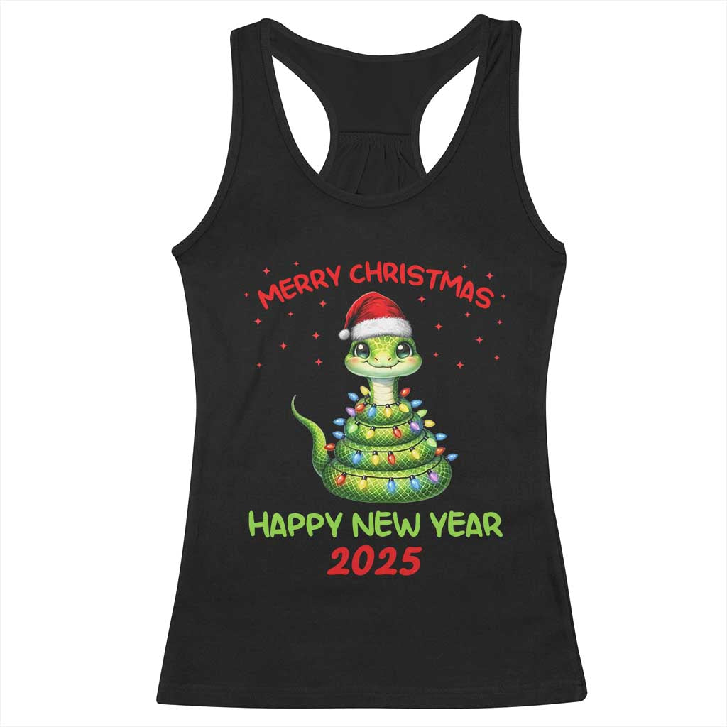 Year Of The Snake 2025 Racerback Tank Top Merry Christmas And Happy New Year Cute Snake TS09 Black Print Your Wear