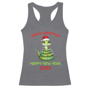 Year Of The Snake 2025 Racerback Tank Top Merry Christmas And Happy New Year Cute Snake TS09 Charcoal Print Your Wear