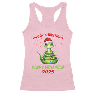 Year Of The Snake 2025 Racerback Tank Top Merry Christmas And Happy New Year Cute Snake TS09 Light Pink Print Your Wear